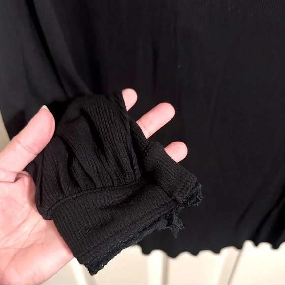 Free People Shimmy Shake Oversized Ribbed Long Sleeve Tunic w V Back, Black, XS - Picture 3 of 11